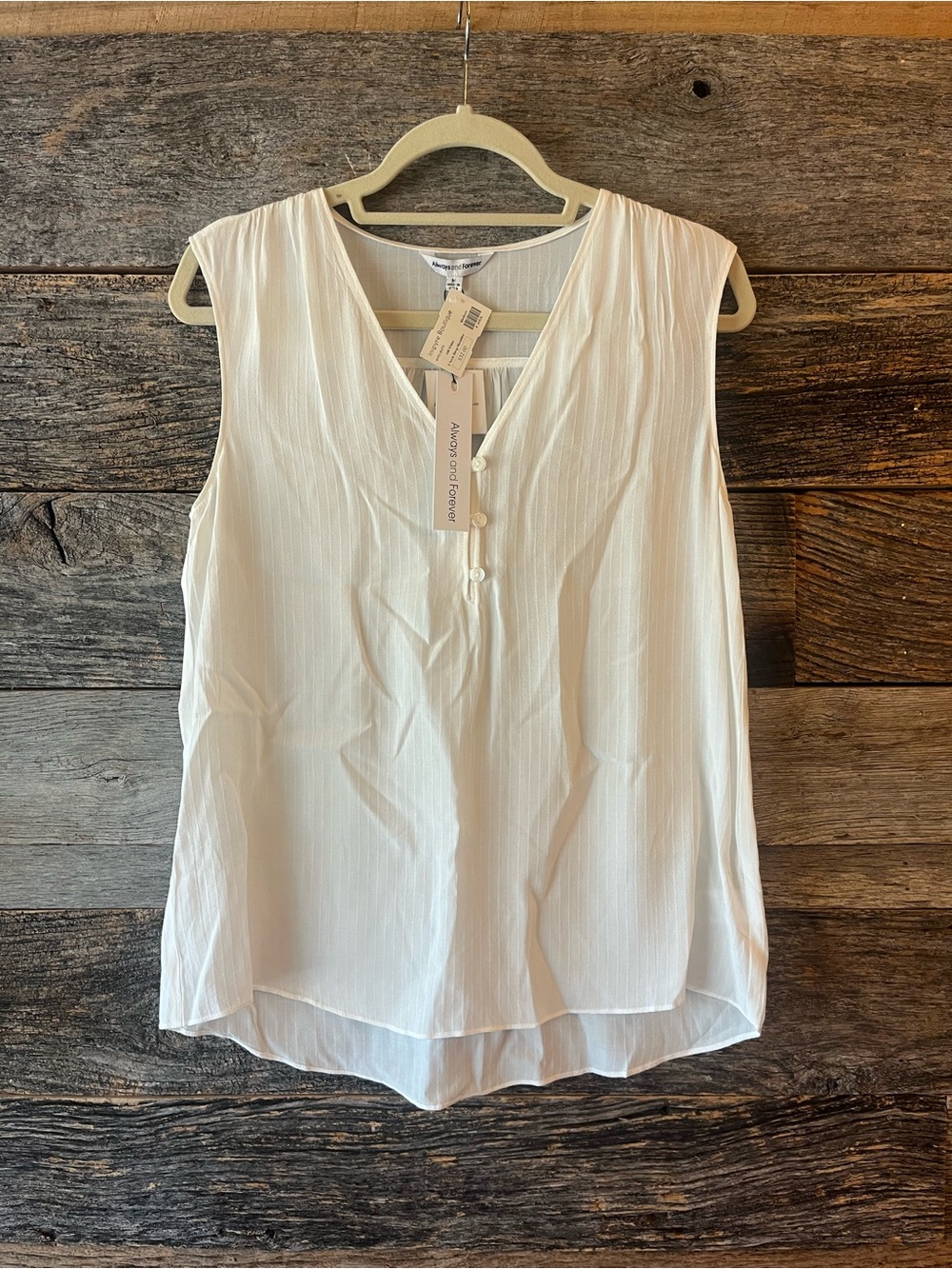 Sleeveless V-Neck White Women's Top -
